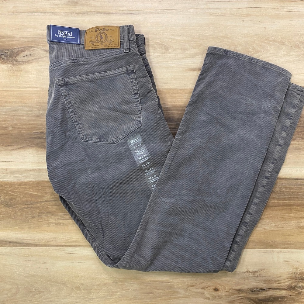 Polo Ralph Lauren Varick Slim Straight 33x32 Corduroy Pants Grey